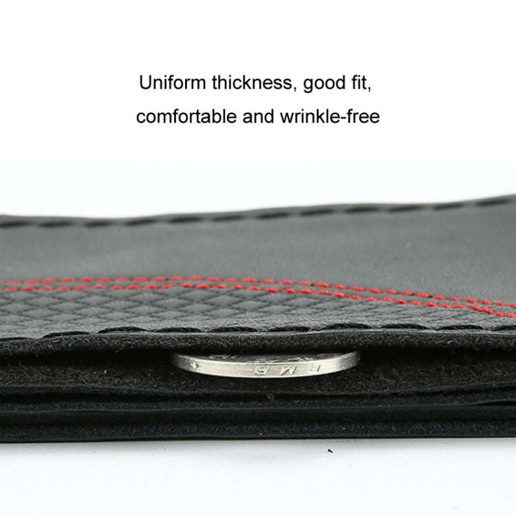 38cm Cowhide Embossed Hand-Stitched Double-Line Steering Wheel Cover(Black Black Line)
