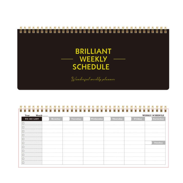 60 Sheets Undated Metal Coil Weekly Planner Notepad Schedule Book To Do List(Black)