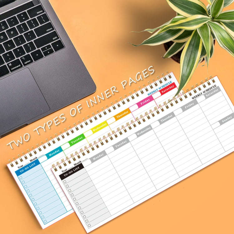 60 Sheets Undated Metal Coil Weekly Planner Notepad Schedule Book To Do List(Black)