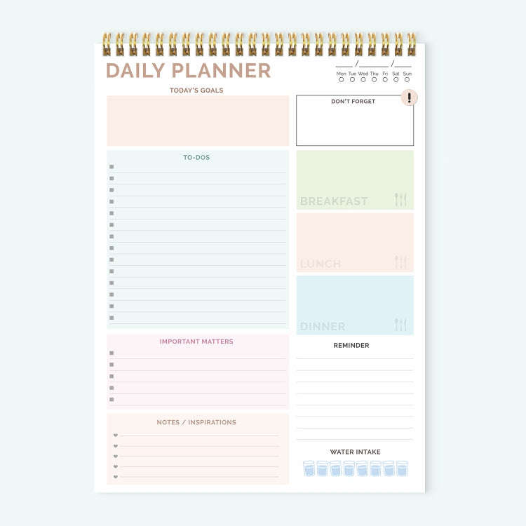 52 Sheets A4 English Daily Planner Coil Notepad Schedule Book To Do List Important Matters(Nude P...