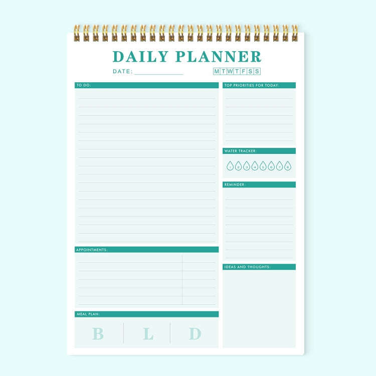 52 Sheets A4 English Daily Planner Coil Notepad Schedule Book To Do List Important Matters(Green)