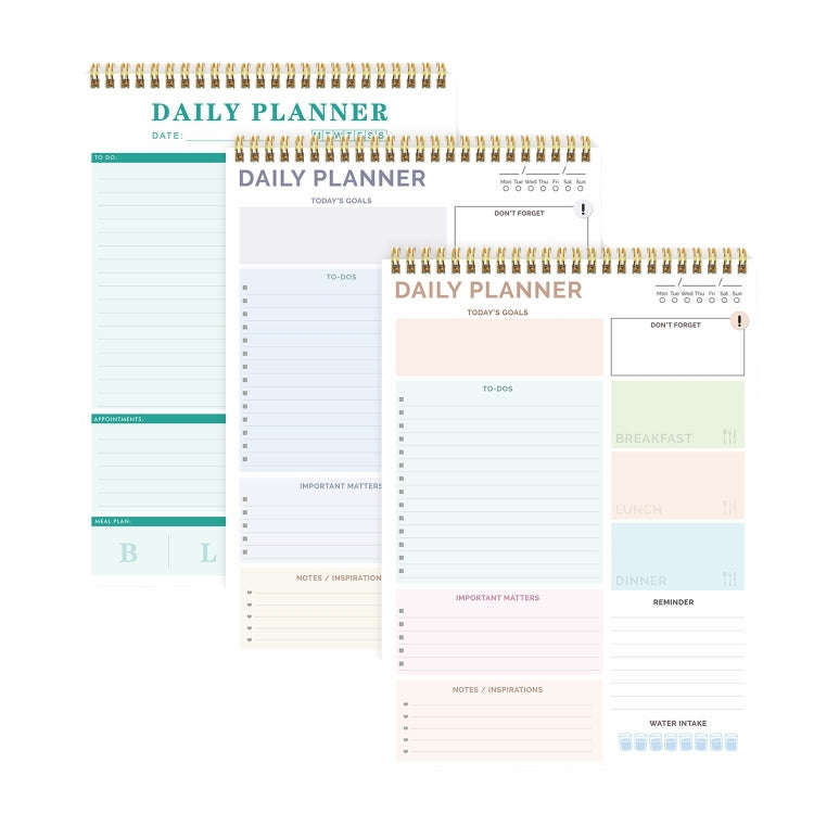 52 Sheets A4 English Daily Planner Coil Notepad Schedule Book To Do List Important Matters(Cyan)