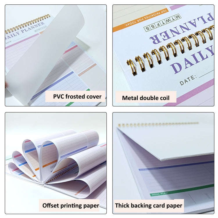 52 Sheets A4 English Daily Planner Coil Notepad Schedule Book To Do List Important Matters(Nude P...