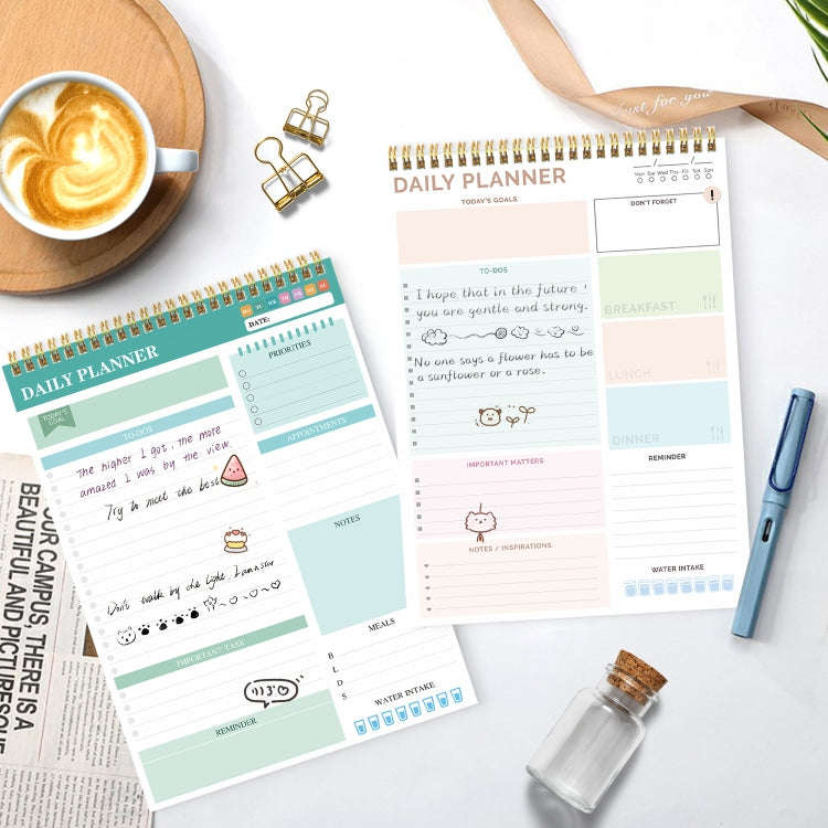 52 Sheets A4 English Daily Planner Coil Notepad Schedule Book To Do List Important Matters(Green)