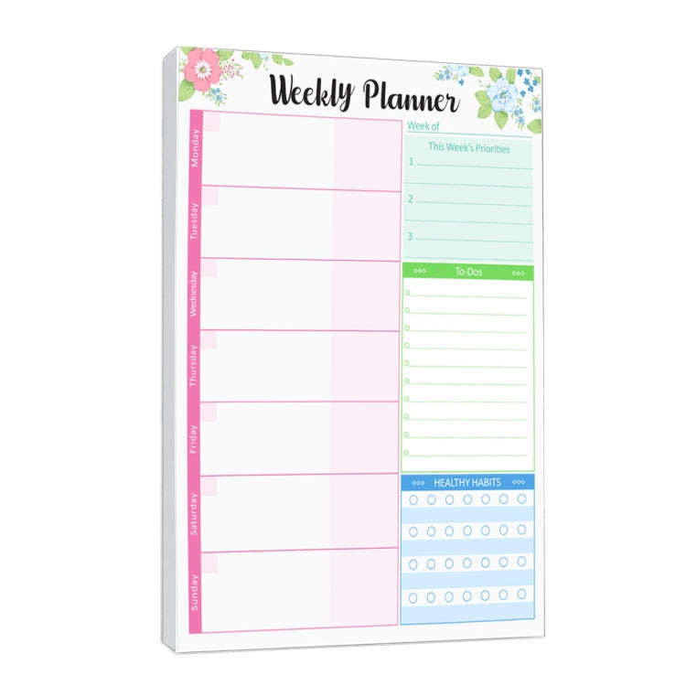 B5 52 Sheets Weekly Planner Tear-away Notepad Schedule Book To Do List Day Priorities(Style D)