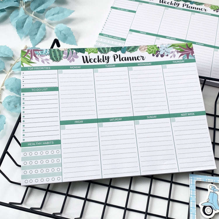 B5 52 Sheets Weekly Planner Tear-away Notepad Schedule Book To Do List Day Priorities(Style C)