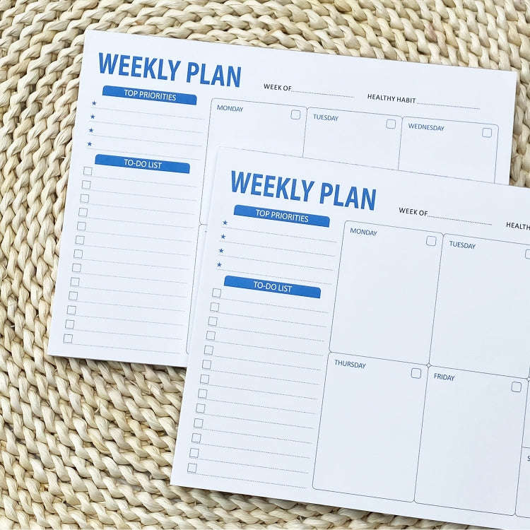 B5 52 Sheets Weekly Planner Tear-away Notepad Schedule Book To Do List Day Priorities(Style C)