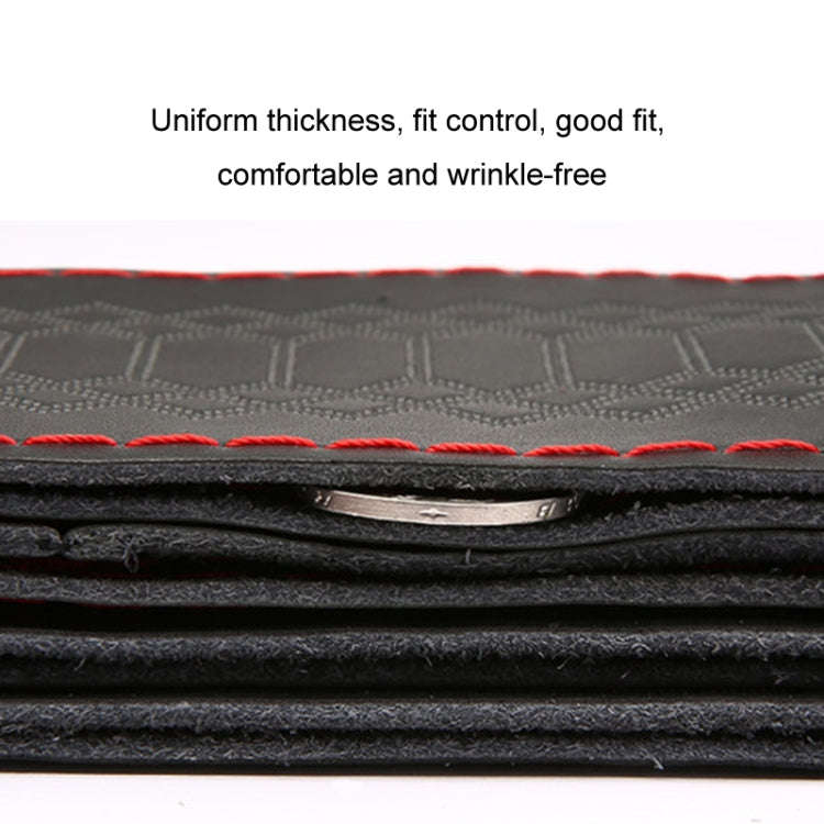 38cm Four-season Embossed Hand-sewn Cowhide Steering Wheel Cover(Black+Red Line)