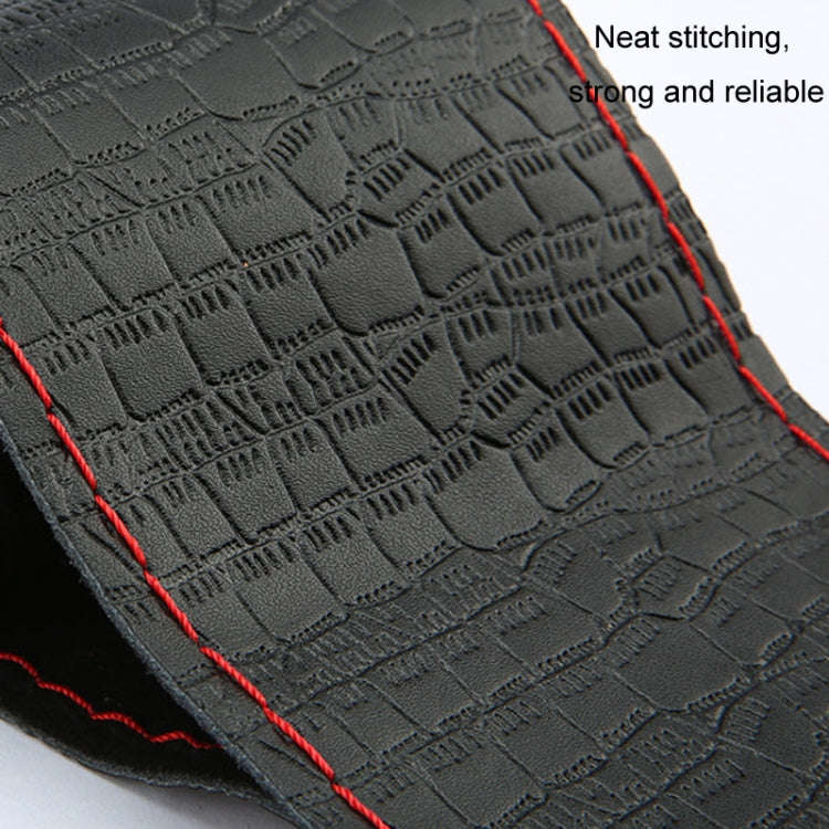 38cm Four-season Embossed Cowhide Hand-sewn Steering Wheel Cover(Black+Red Line)
