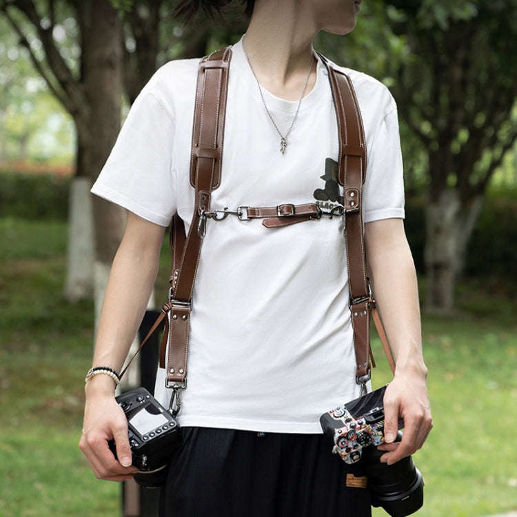 Cwatcun H90 Dual Camera Leather Strap Adjustable Multi-functional Convenient Camera Shoulder Stra...