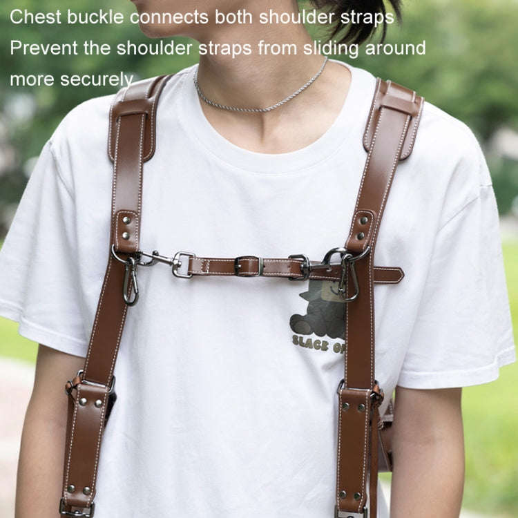 Cwatcun H90 Dual Camera Leather Strap Adjustable Multi-functional Convenient Camera Shoulder Stra...