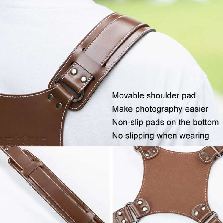 Cwatcun H90 Dual Camera Leather Strap Adjustable Multi-functional Convenient Camera Shoulder Stra...