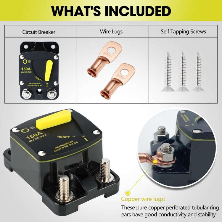 RV Yacht Manual Reset Ignition Protection Fuse Switch With Terminal Accessories, Current: 100A