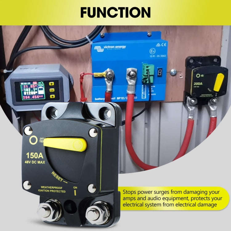 RV Yacht Manual Reset Ignition Protection Fuse Switch With Terminal Accessories, Current: 50A