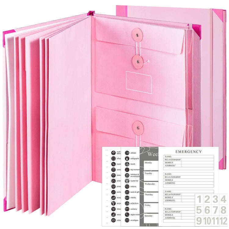 Accordion Document Bag File Folio Used to Record Key Personal Information Or Prepare For Emergenc...