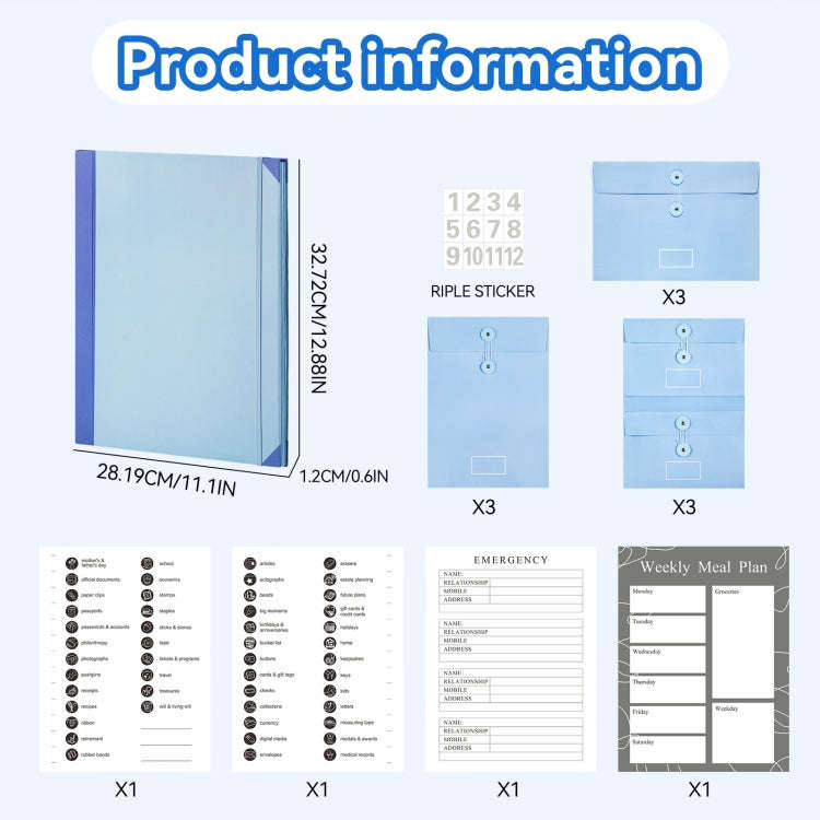 Accordion Document Bag File Folio Used to Record Key Personal Information Or Prepare For Emergenc...