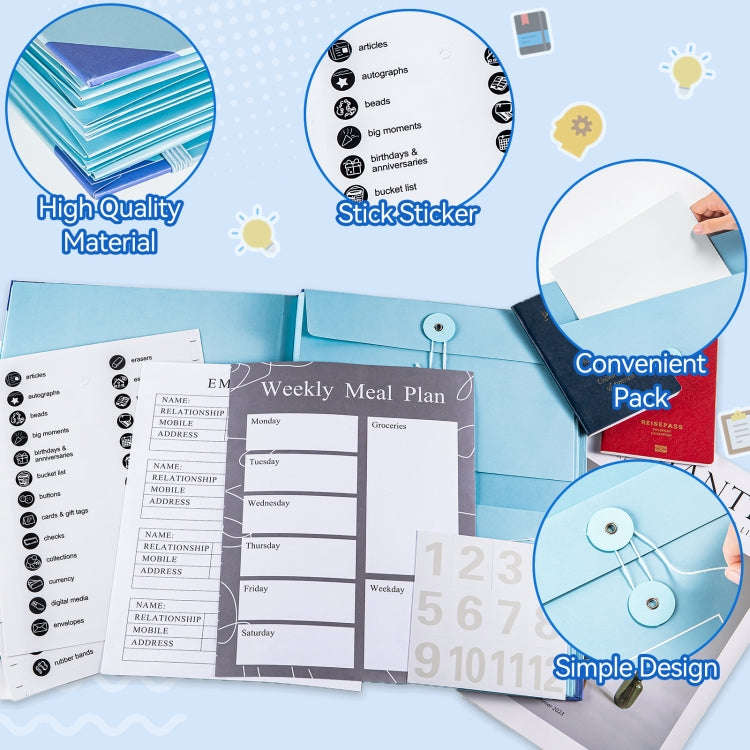 Accordion Document Bag File Folio Used to Record Key Personal Information Or Prepare For Emergenc...