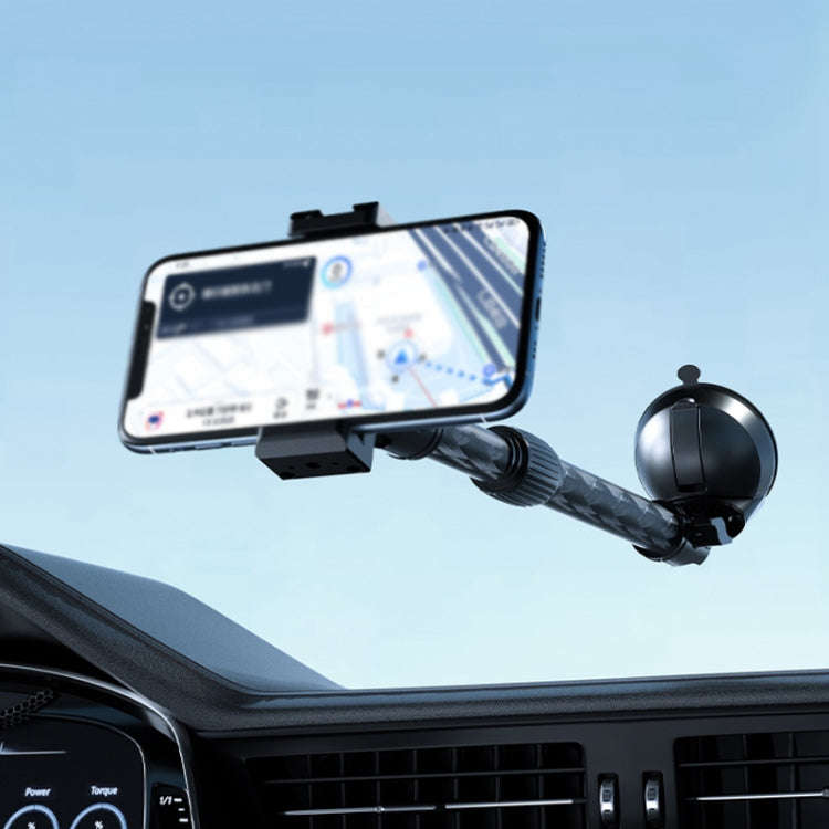 Telescopic Car Phone Mount Extension Arm Double Jointed Swivel Carbon Fiber Bracket Connecting Ro...