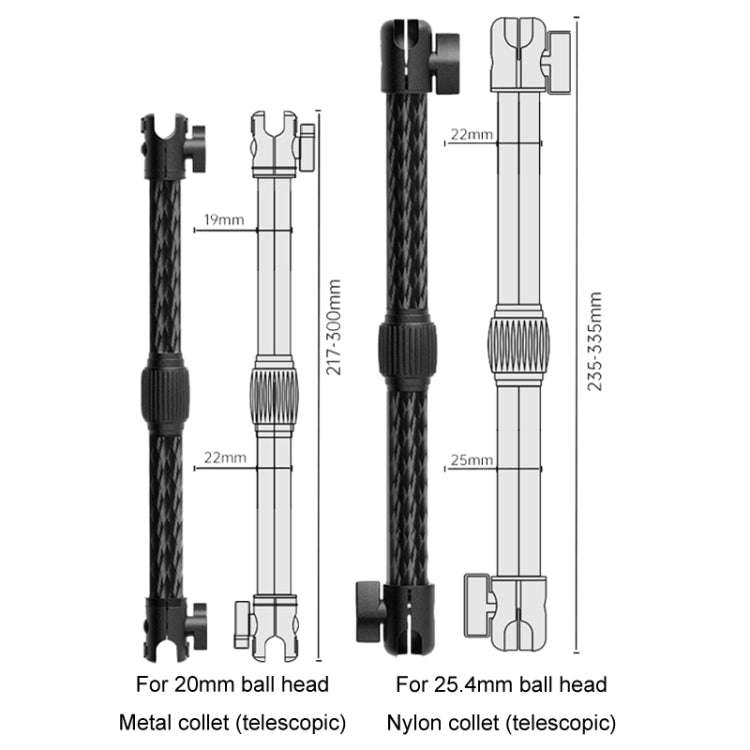 Telescopic Car Phone Mount Extension Arm Double Jointed Swivel Carbon Fiber Bracket Connecting Ro...