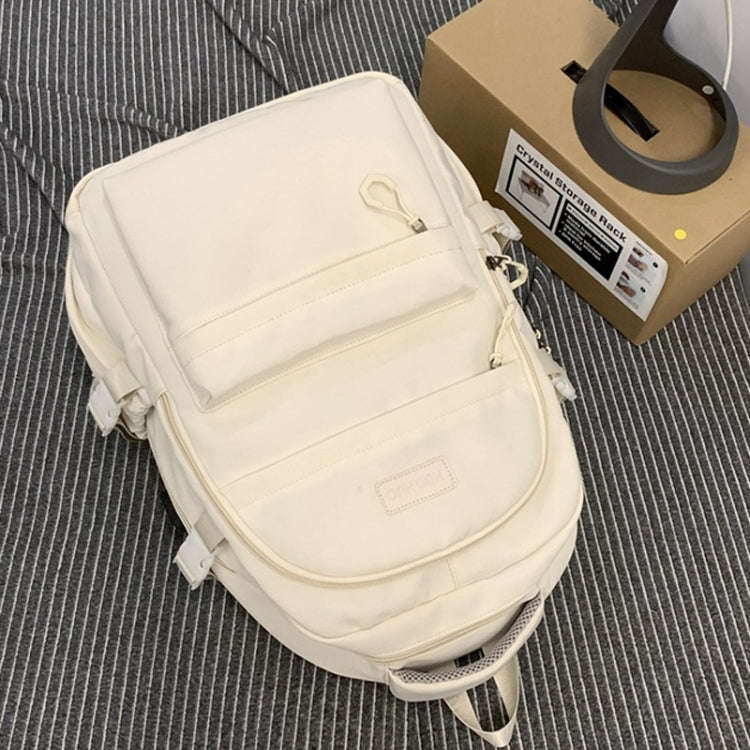Student Backpack Lightweight Travel Bag Large Capacity Commuter Bag For Men And Women(White)