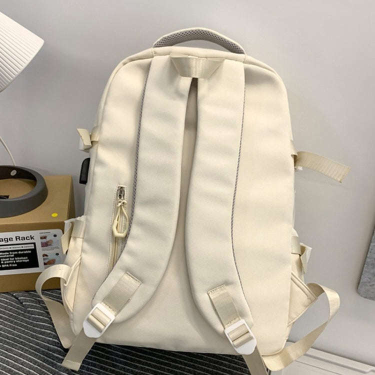 Student Backpack Lightweight Travel Bag Large Capacity Commuter Bag For Men And Women(White)