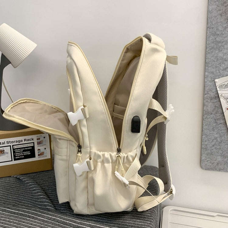 Student Backpack Lightweight Travel Bag Large Capacity Commuter Bag For Men And Women(White)