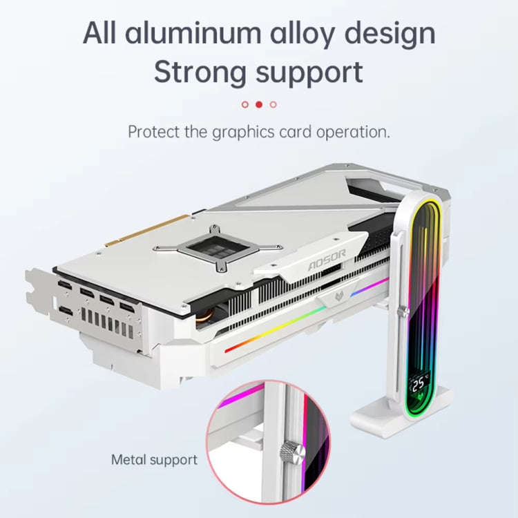 COOLMOON GH3 Computer ARGB Vertical Adjustable Lens Graphics Card Holder, Style: No Temperature D...
