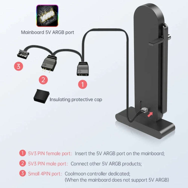 COOLMOON GH3 Pro Computer ARGB Vertical Adjustable Lens Graphics Card Holder, Style: Temperature ...