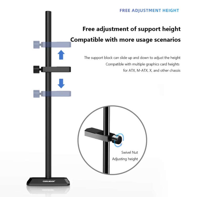 COOLMOON GH260 Desktop Computer Vertical Mounted Graphics Card Protection Shelf Metal Rod Magneti...