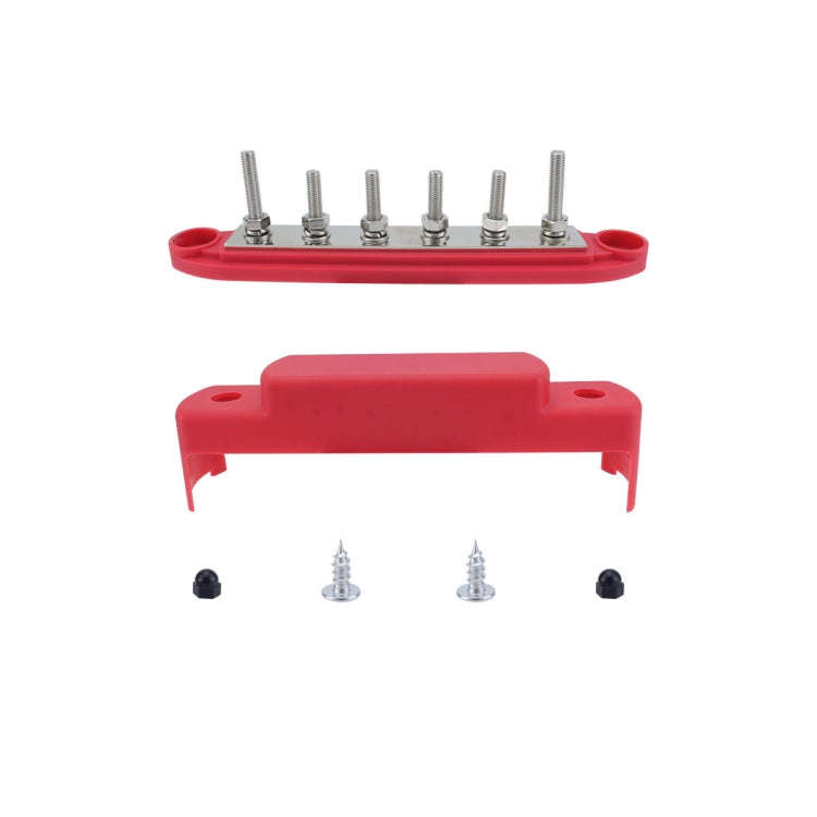 M6 RV Yacht High Current 6-column 250A Base Busbar, Color: Red