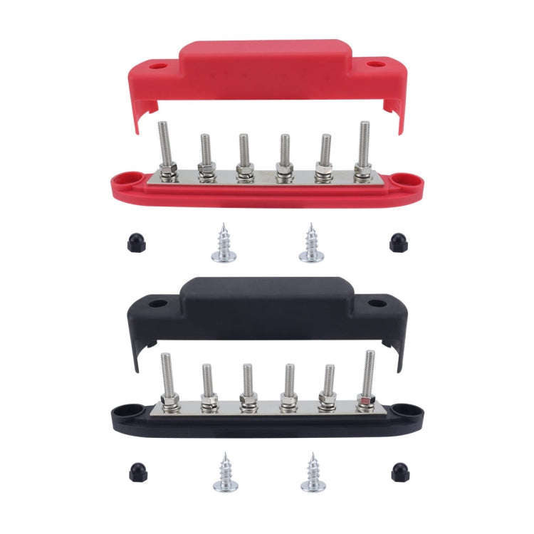 M6 RV Yacht High Current 6-column 250A Base Busbar, Color: Red + Black
