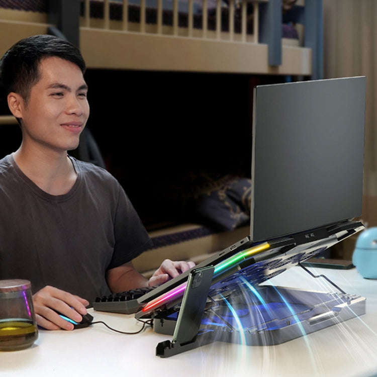 ICE COOREL 8-Fans Adjustable Laptop Stand Radiator With RGB Ambient Light(K10)