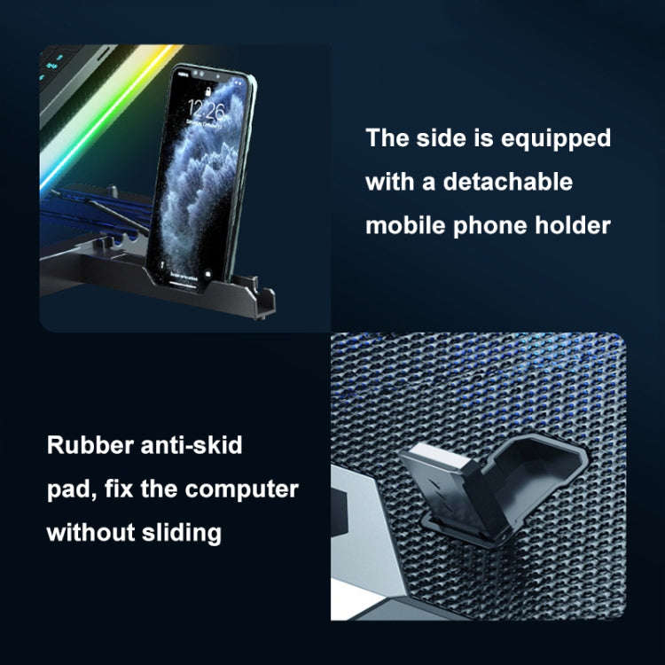 ICE COOREL 8-Fans Adjustable Laptop Stand Radiator With RGB Ambient Light(K10)