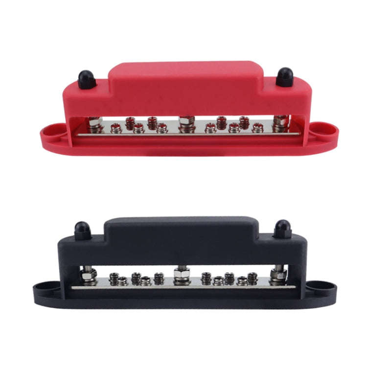 M6 3-post 10-way RV Yacht Short-circuit Proof Base DC Busbar, Color: Red