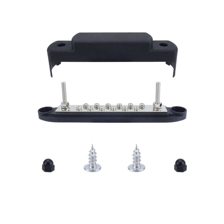 M6 2-post 12-way RV Yacht Terminal Nylon Flame Retardant Busbar, Color: Black