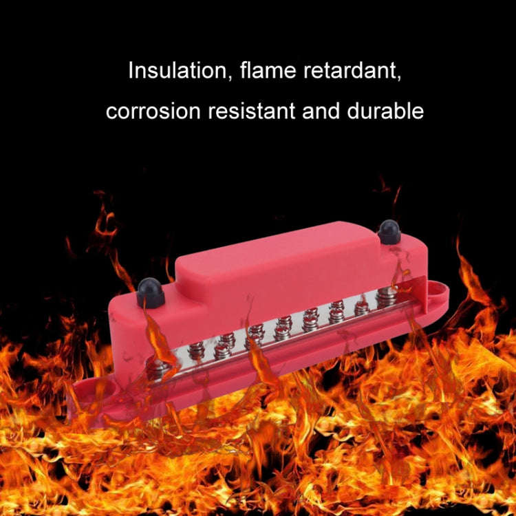 M6 2-post 12-way RV Yacht Terminal Nylon Flame Retardant Busbar, Color: Red