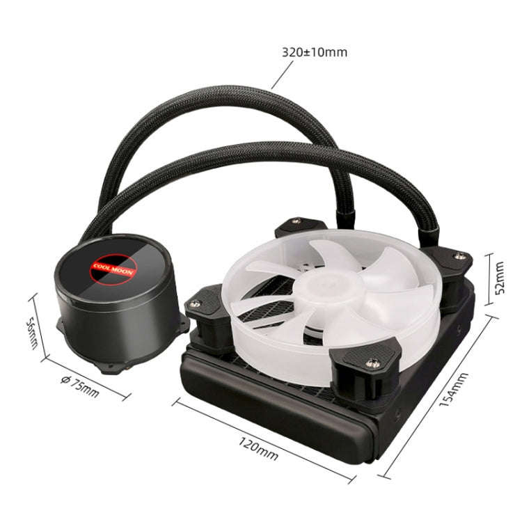 COOLMOON RGB120 5V ARGB Integrated Single Row Multi-Platform CPU Cooler(Black)