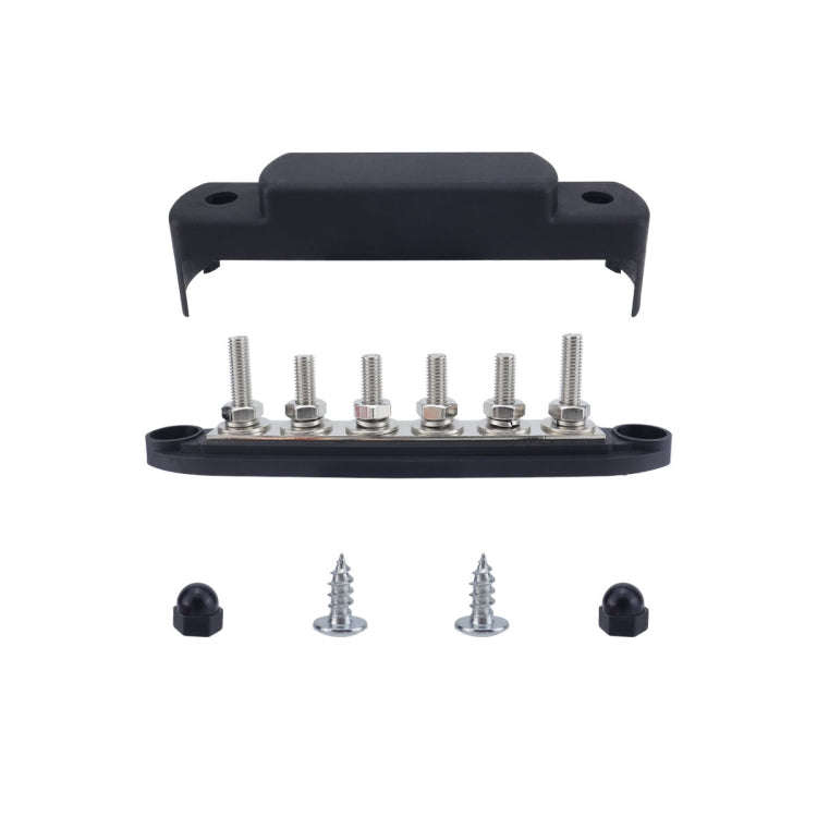 M8 Nylon Base RV Yacht Waterproof Dustproof Cover 6-post Bus Bar, Color: Black