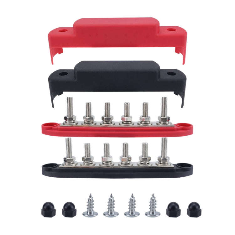 M8 Nylon Base RV Yacht Waterproof Dustproof Cover 6-post Bus Bar, Color: Red+Black 1pair