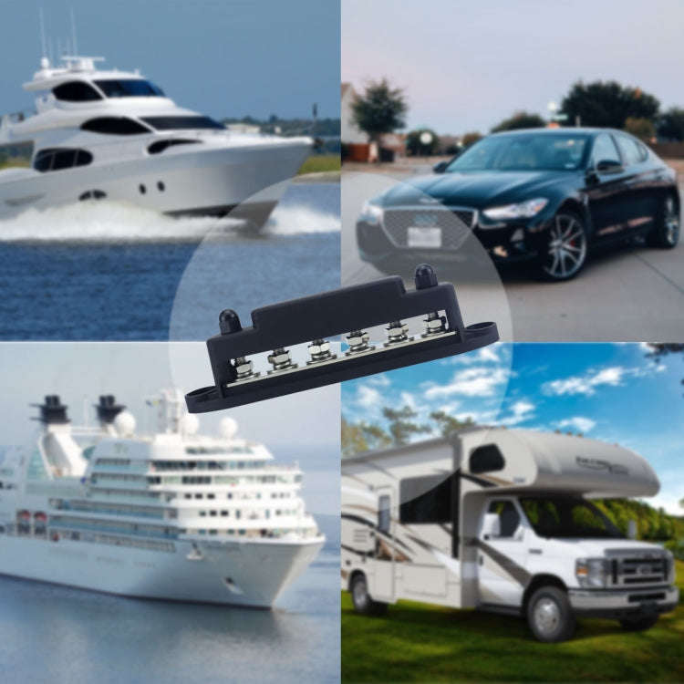 M8 Nylon Base RV Yacht Waterproof Dustproof Cover 6-post Bus Bar, Color: Black