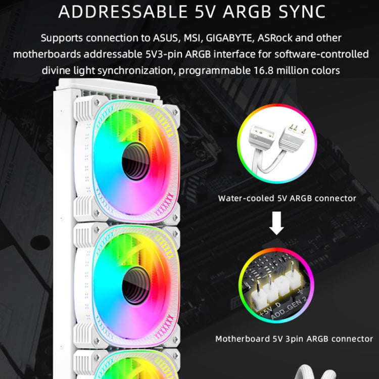 COOLMOON CM-YM-360T Computer ARGB Temperature Display Lens Multi-Platform Integrated CPU Cooler(W...