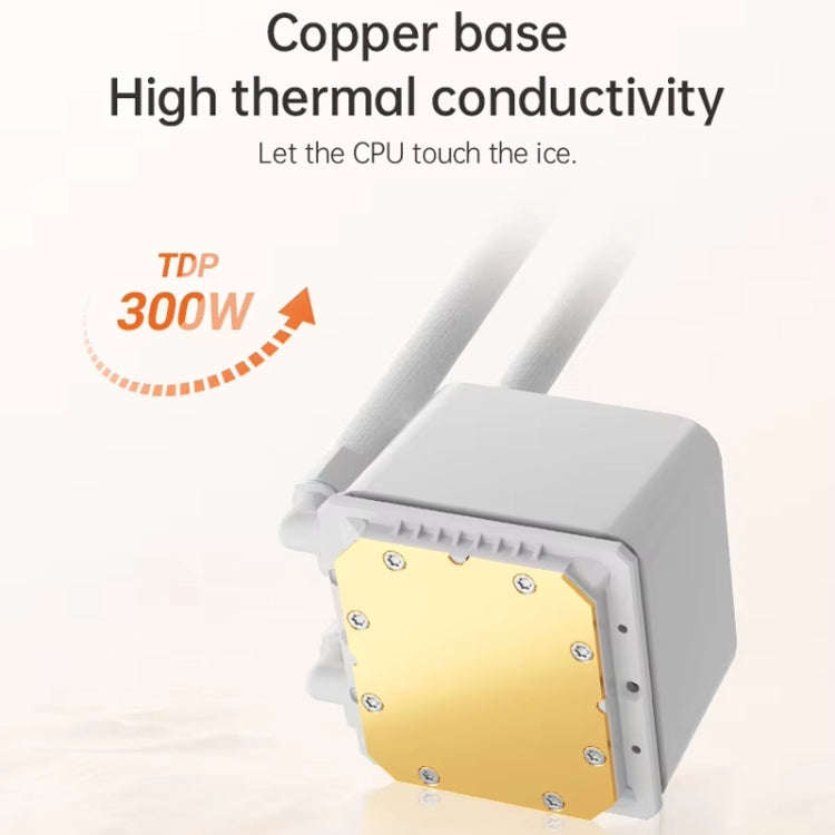 COOLMOON Glacier360 Computer Host Integrated ARGB CPU Water Cooler, Color: White