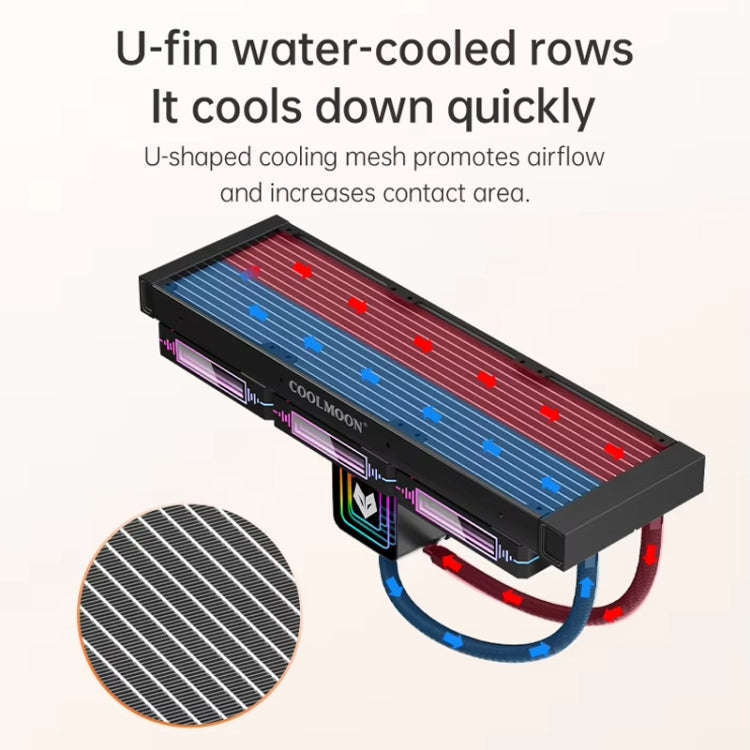 COOLMOON Glacier360 Computer Host Integrated ARGB CPU Water Cooler, Color: Black