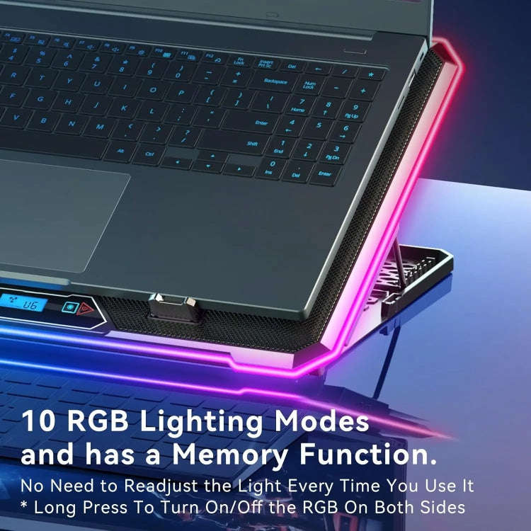 ICE COOREL K15C Smart Adjustable Laptop Radiator Base With RGB Lighting Effect, Color: 14 Fans
