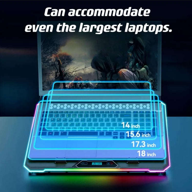 ICE COOREL K15C Smart Adjustable Laptop Radiator Base With RGB Lighting Effect, Color: 14 Fans