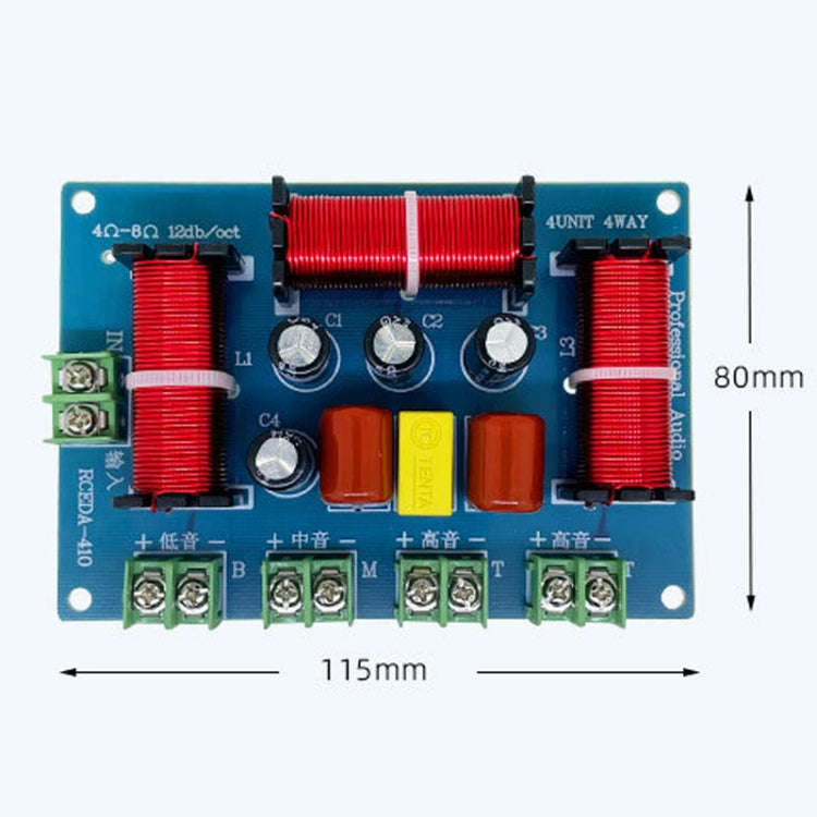 RCEDA-410 Two High One Medium One Low 4-Way Speaker Crossover Audio Modification Divider