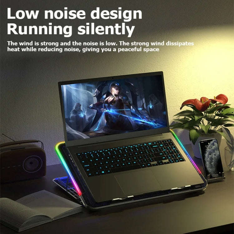 ICE COOREL A9R 6-fans Adjustable Laptop Stand Radiator with RGB Atmosphere Light(Black)