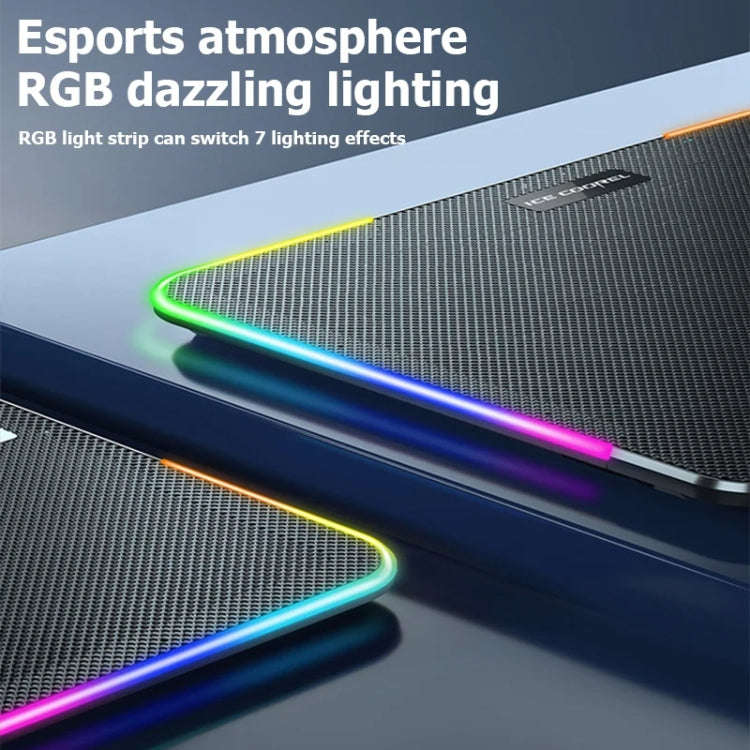 ICE COOREL A9R 6-fans Adjustable Laptop Stand Radiator with RGB Atmosphere Light(Black)