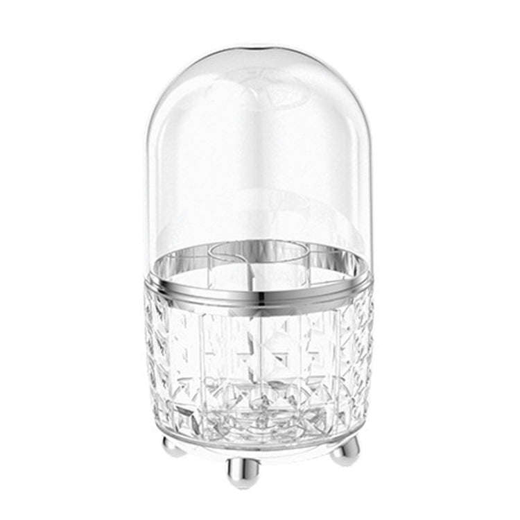 Cosmetic Organizer Large Capacity Rotatable Desktop Dustproof Storage Box(Transparent Silver)