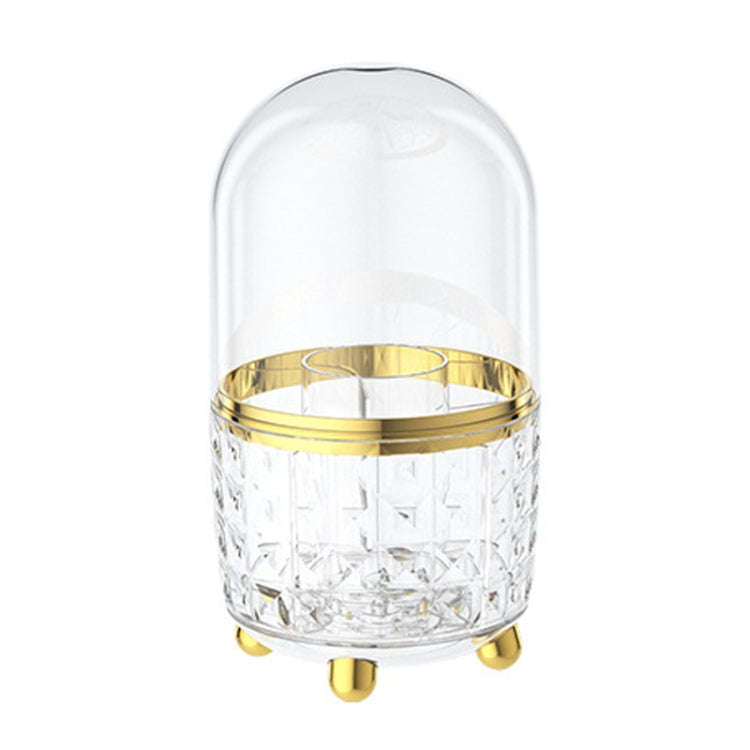 Cosmetic Organizer Large Capacity Rotatable Desktop Dustproof Storage Box(Transparent Gold)